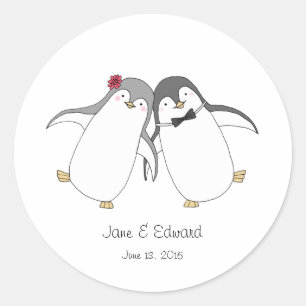 Personnalisé Mariage Faveur Sticker mignon Penguin