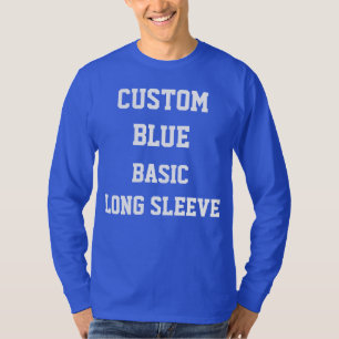 Personnalisé Mens BLUE LONG SLEEVE T-SHIRT
