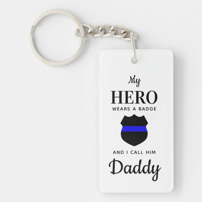 Personnalisé Mon Héros Porte Un Badge Police Papa (Devant)