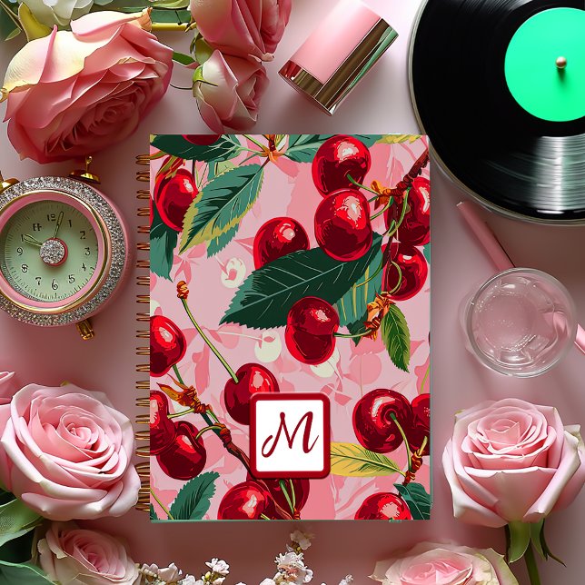 Personnalisé Monogramme Rose Retro Cherry Business (Cherry Bomb Retro Business Planner )