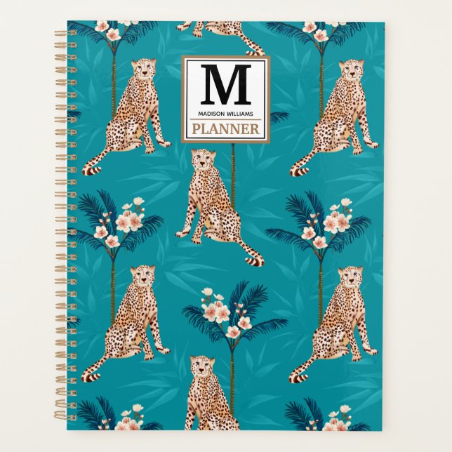 Personnalisé Monogrammed Blue Leopard Motif 2023 (Devant)