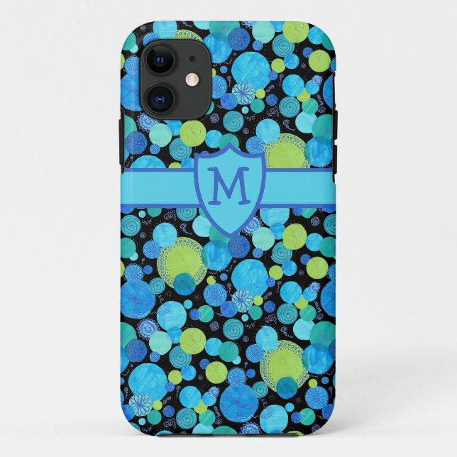 Personnalisé Monogrammed iPhone 5 Coque Quirky Blu (Dos)
