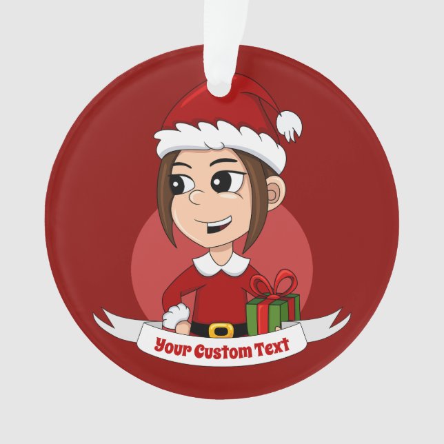 Personnalisé Noël fille dessin animé ornement (devant)