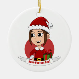 Personnalisé Noël fille dessin animé ornement céra
