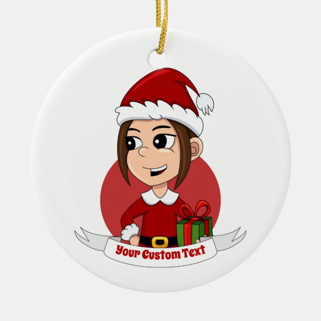 Personnalisé Noël fille dessin animé ornement céra (Devant)