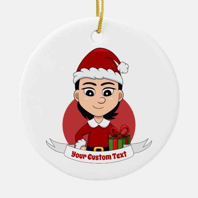 Personnalisé Noël fille dessin animé ornement céra (Devant)