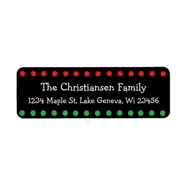 Personnalisé Noël Noir Rouge Vert Polka Point (Devant)