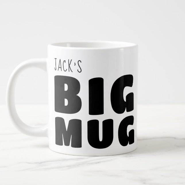 Personnalisé Nom Big Mug Blanc Noir C00 Fun Novelt (Gauche)