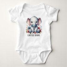 Personnalisé Nom Cute Baby Girl Elephant Baby Body