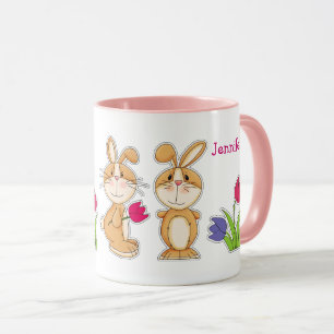 Personnalisé Nom Funny Bunny de Pâques Mugs cadeau