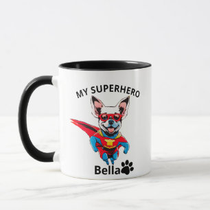 Personnalisé Nom Mon SuperHero Mug café, Chien drô