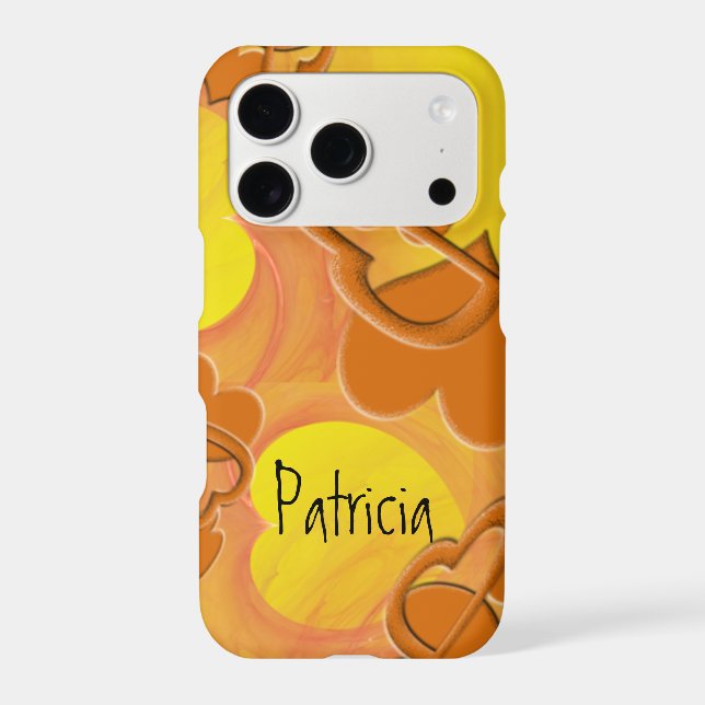 Personnalisé Nom Orange Jaune Coeurs Artwork (Verso)