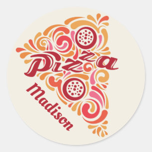 Personnalisé Nom Stylisé autocollants de pizza