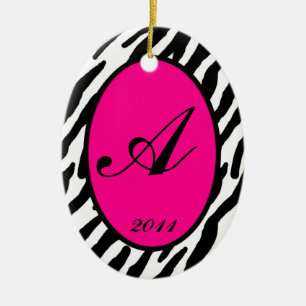 Personnalisé Ornement personnalisé Hot Pink Zebra