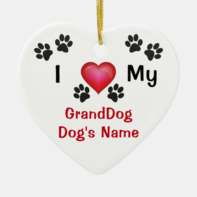 Personnalisé pas cher J'aime mon ornement GrandDog (Devant)