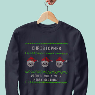Personnalisé Père Noël Sloth Ugly Sweatshirt de No