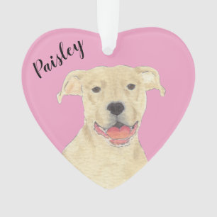Personnalisé Pink Heart Fawn Tan Pitbull Staffy