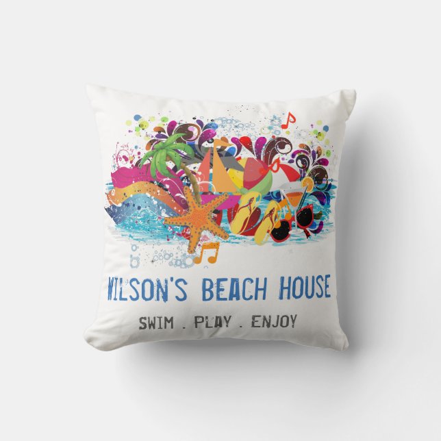 Personnalisé Pop Art Retro Coussins de plage d'été (Recto)