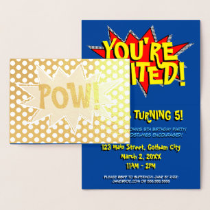 Personnalisé "POW !" Invitations de fête d'anniver