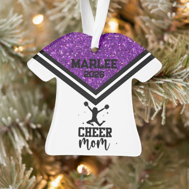 Personnalisé Purple & Black Cheer Ornament (Arbre)