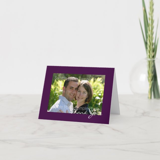 Personnalisé Purple Photo Mariage Merci Cartes (Devant)