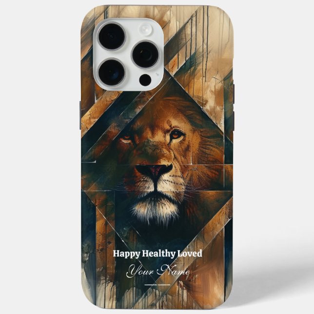 Personnalisé : Regal Lion iPhone 15 ProMax Coque (Verso)