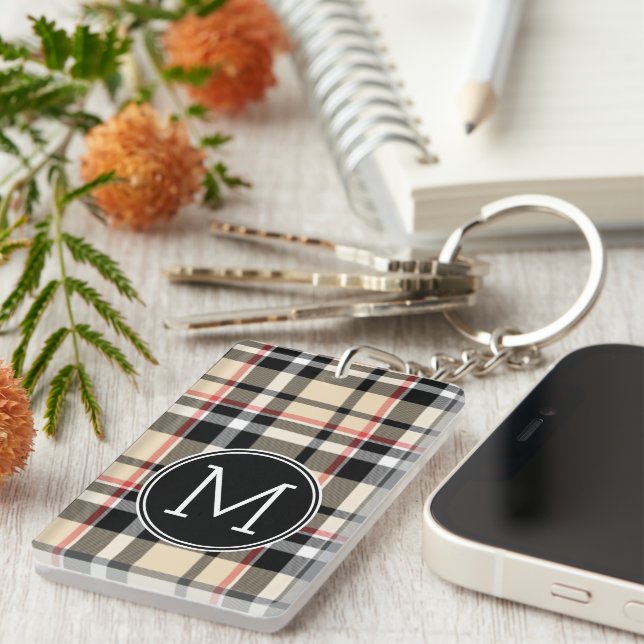 Personnalisé Rouge Beige Noir Blanc Carré Plaid Mo (Devant droit)