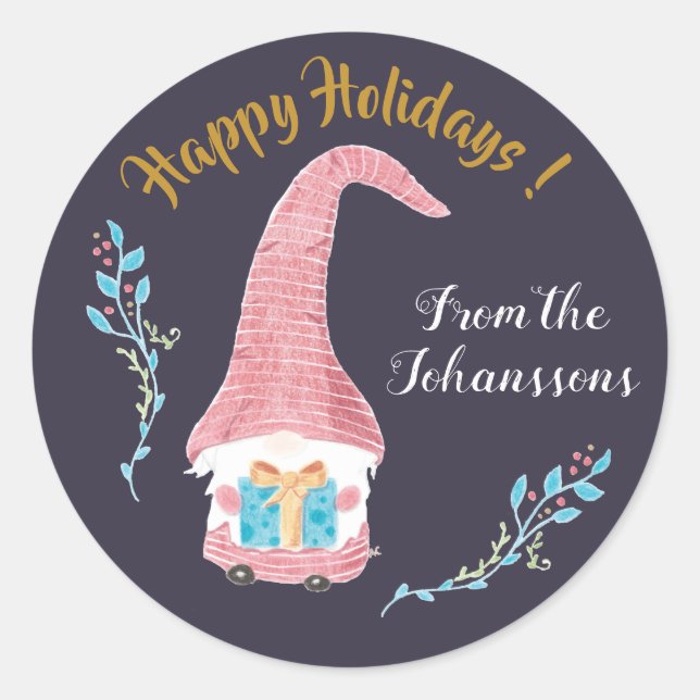 Personnalisé rouge suédois gnome stickers vacances (Devant)