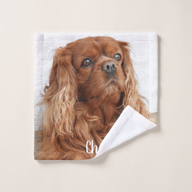Personnalisé Ruby Cavalier King Charles Spaniel (Gant de toilette)