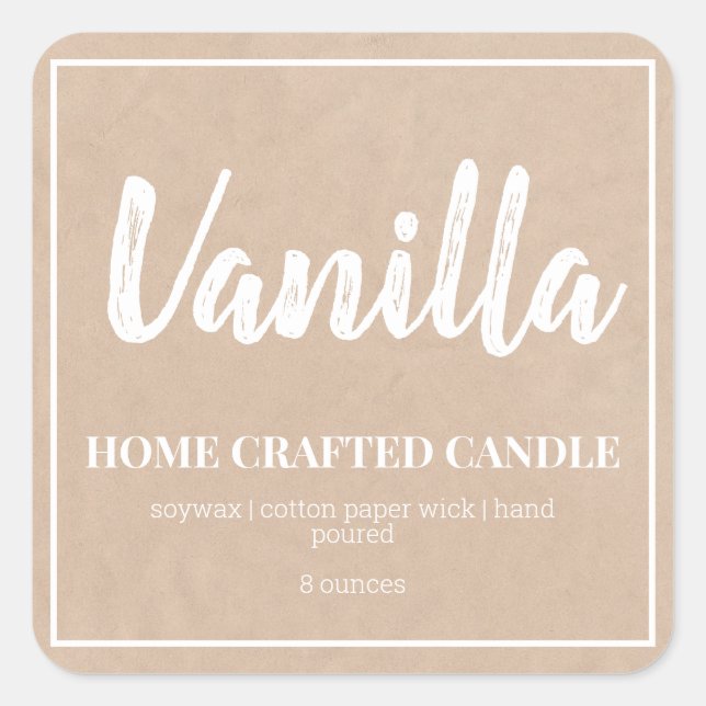 Personnalisé Rustic Kraft Étiquette de bougie (Devant)