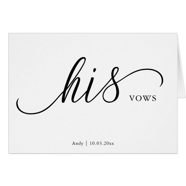 Personnalisé Ses Vows Script Police Carte de jour  (Devant horizontal)