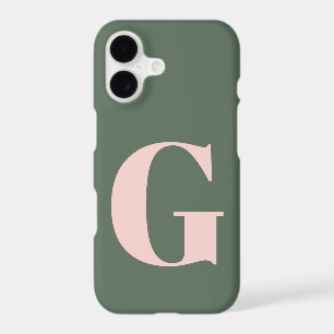Personnalisé Simple Bold Monogramme rose et vert