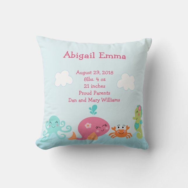 Personnalisé sous le Coussin de baleine rose marin (Recto)