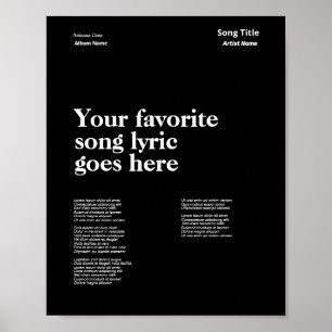 Personnalisé Style Suisse Lyrics Poster Chanson Ly