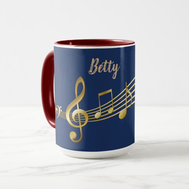 Personnalisé, Symboles de musique, Mug Combo Bleu  (Devant gauche)