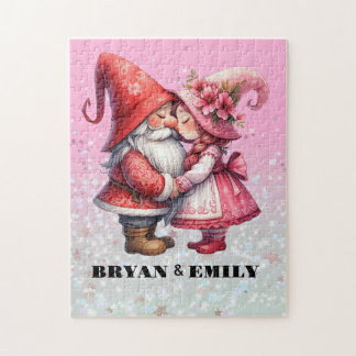 Personnalisé Valentine Gnome couple Jigsaw Puzzle
