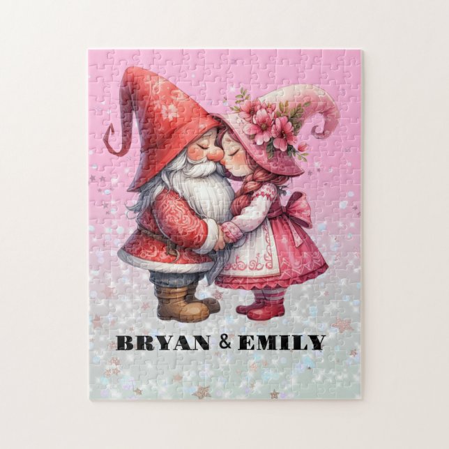 Personnalisé Valentine Gnome couple Jigsaw Puzzle (Vertical)
