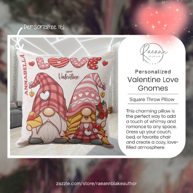 Personnalisé Valentine Love Gnomes Lancer Oreiller (Créateur téléchargé)