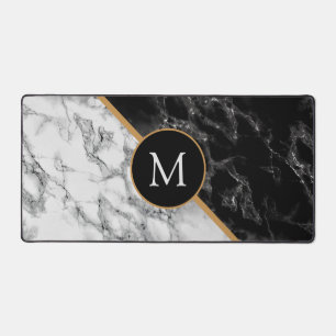 Personnalisé Votre Lettre Noir Blanc Marbre Design