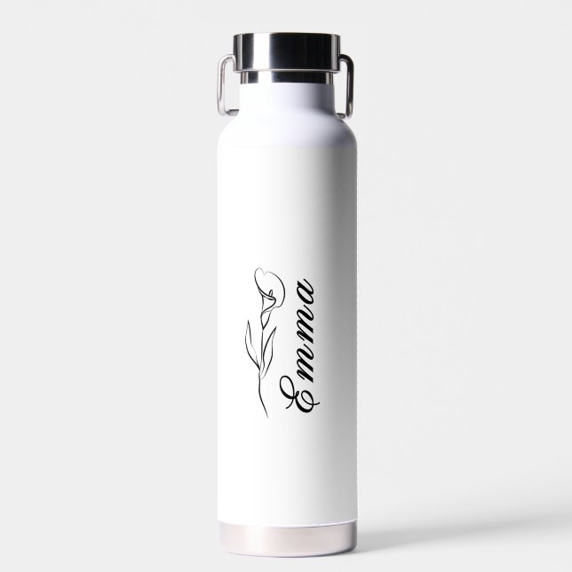 Personnalisé Votre Nom Bouteille d'eau florale (Avant)