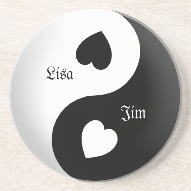 Personnalisé Yin Yang Love Dessous de verre (Devant)