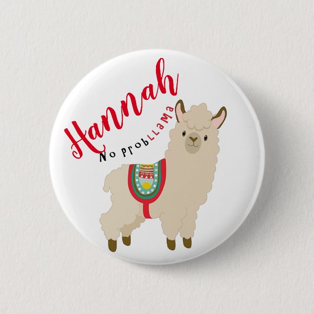 Personnalised No ProbLlama 2 Inch Round Button (Front)