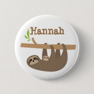 Personnalised Sloth 2 Inch Round Button