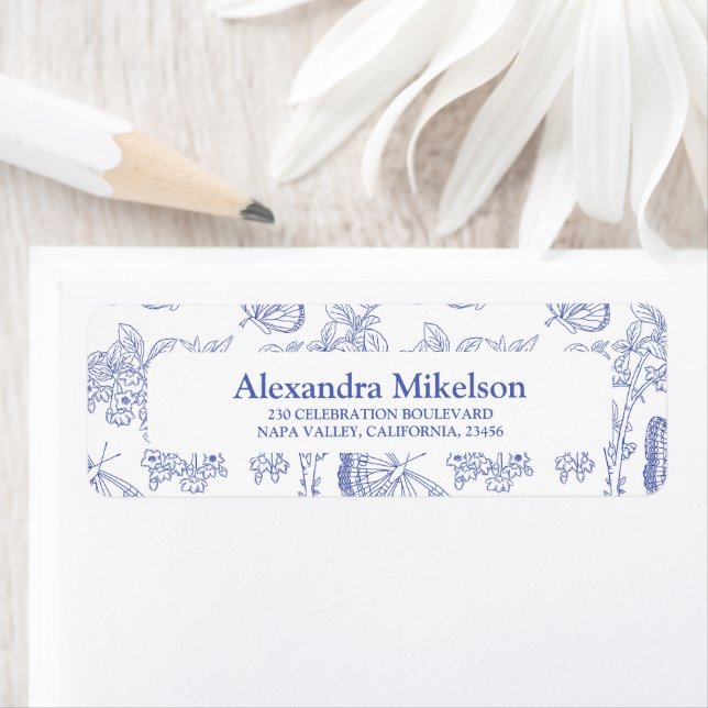 Personnalisée Blue Chinoiserie Fête des mariées fl (En situation)