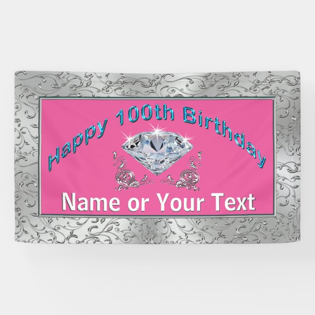 Personnalisée Bonne bannière du 100e anniversaire  (Horizontal)