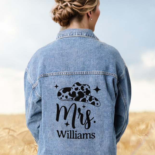 Personnalisée Casquette Cowgirl Mme Bride Jean (Personalized Cowgirl Hat Mrs Bride Jean Denim Jacket
)