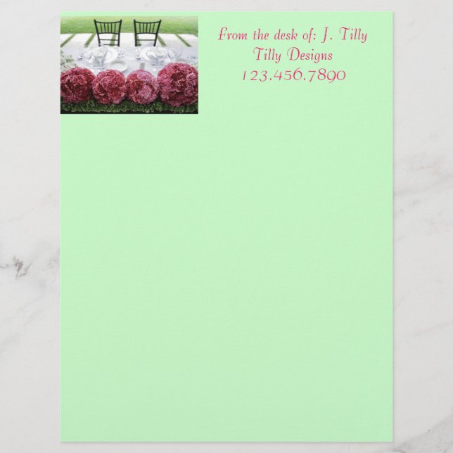 Personnalisée En-tête de lettre floral, du bureau de : J. (Devant)
