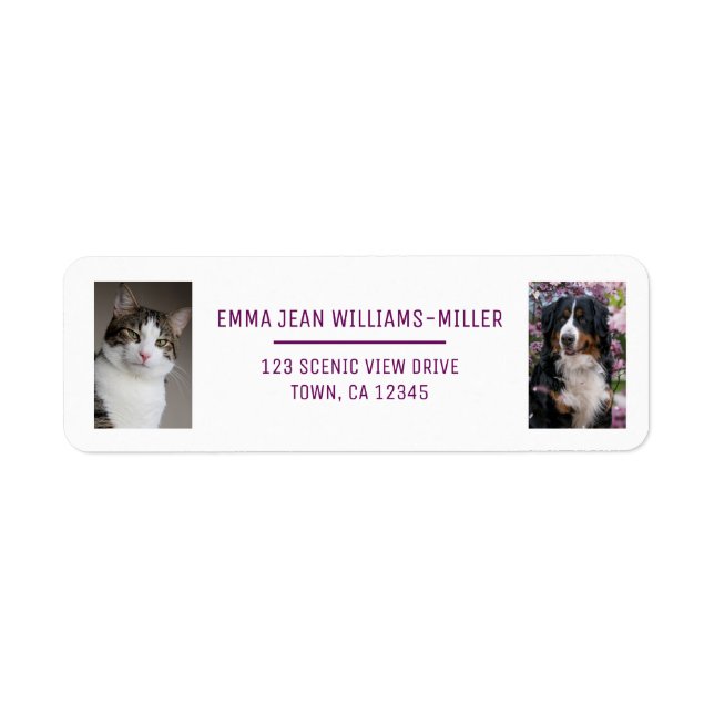 Personnaliser 2 Photos Chat Chien moderne Adresse  (Devant)