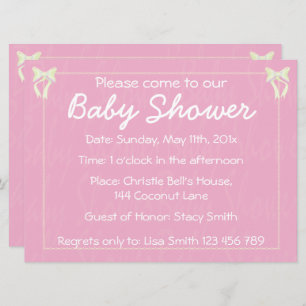 Personnaliser Bébé rose pâle invitation douche fil