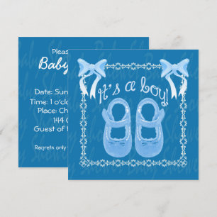 Personnaliser Bleu bébé Boy douche invitation